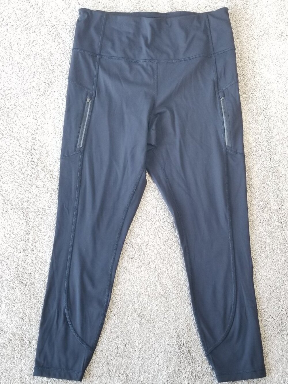 Athleta Leggings Rainier Tight in Plush Supersonic Black Zipper Pockets Size 1X